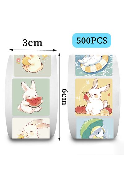 Choice 500pcs All 500pcs Cartoon Cute Rabbit Sticker, Teacher Reward Praise Roll Sticker Labels, Envelope S