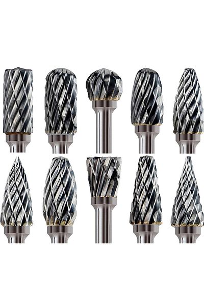 Choice Tungsten Carbide Rotary Burr 10pcs Carving Burr Bits Double Diamond Cut Dremel Tools for Wood Sto...