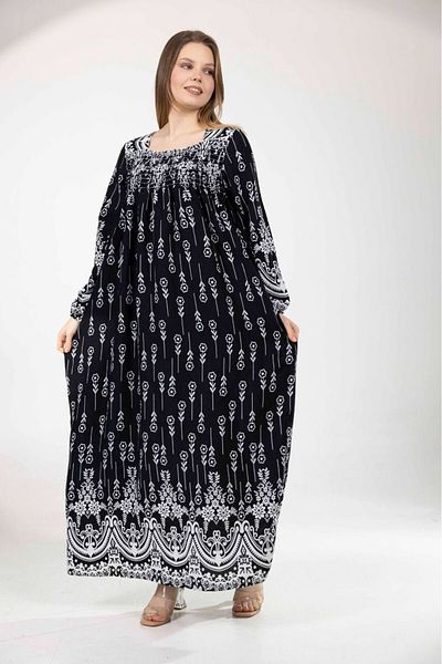 mervemoda Women's Long Sleeve Plus Size Summer Woven Dress
