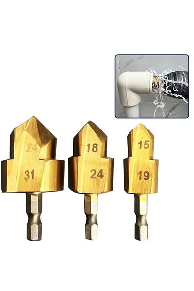 Fbiannely 3pcs 3pcs Ppr Lifting,stepped Drill Bit,hexagon Shank Water Pipe Connection Tool 20/25/32mm,full Ope