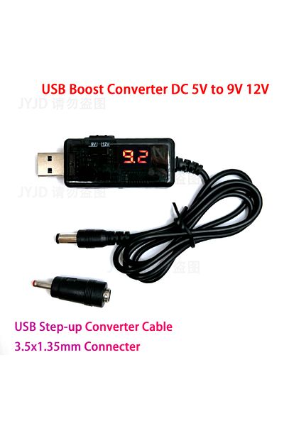 Choice Black Usb Boost Converter Dc 5v To 9v 12v Usb Step-up Converter Cable 3.5x1.35mm Connecter For Power