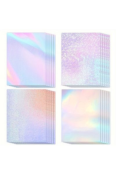 Choice 24sheee 24 Sheets Of Holographic Stickers, Clear Vinyl Self-adhesive For Photos, Pictures, Cards, Cr