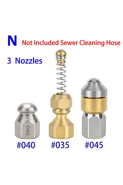 BEAR FORCE 3 Nozzles 20m Sewer Drain Water Cleaning Hose Sewage Pipe Blockage Clogging Hose Cord Nozzle For Kar
