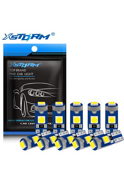Choice 10 قطع من مصابيح LED T5 بيضاء اللون W3w W1.2w LED Canbus أضواء داخلية للسيارة لوحة القيادة مؤشر تدفئة إسفين A