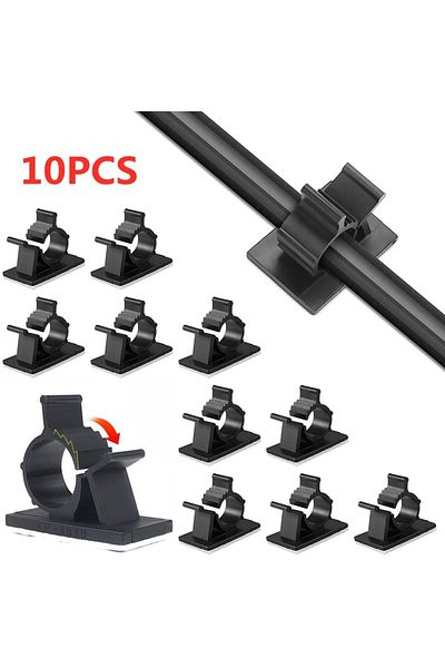 Choice 8-10mm Black 10pcs Adjustable Self-adhesive Cable Organizer Clips Wire Ties Mounts Clamp Clips Organ