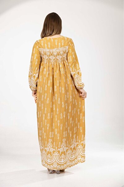 mervemoda Women's Long Sleeve Plus Size Summer Woven Dress