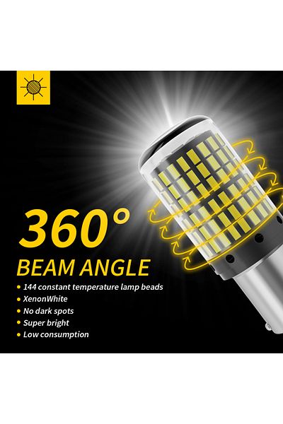 KALADA لمبات LED بيضاء 1156 Ba15s P21w قطعتان من Canbus S25 1156 Ba15s P21w Bau15s Py21w T20 7440 W21w 3014 144s