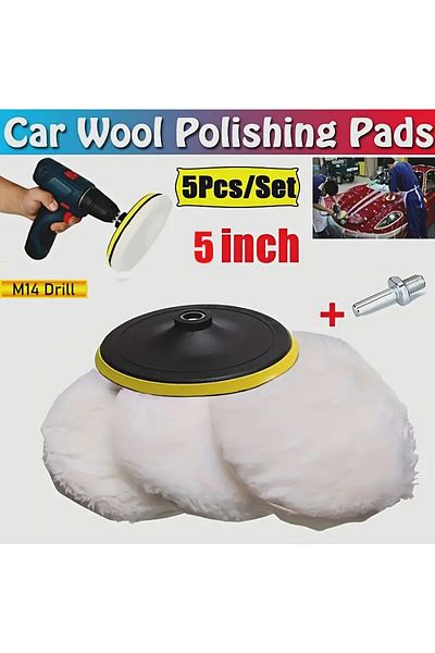 Choice 5 Inch 5pcs Wool Car Polishing Pad Set For Polisher Machine Waxing Polishing Buffing Auto Paint Care