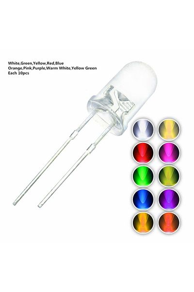 Choice 10 Color Each 10pcs 100pcs 5mm Led Diode 5 Mm Assorted Kit White Green Red Blue Yellow Orange Pink P