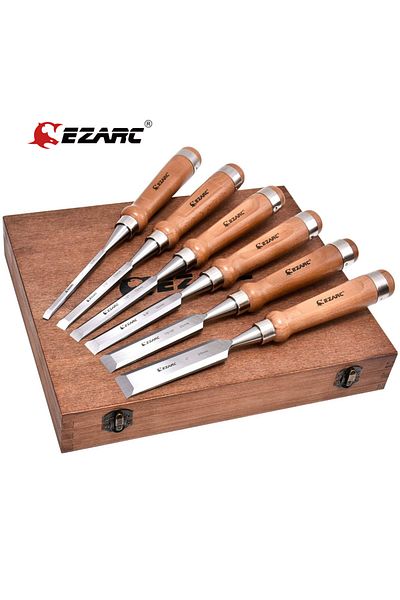 EZARC مجموعة مكونة من 6 قطع بقطر 290 مم مع صندوق مجموعة مكونة من 6 قطع مع صندوق مجموعة أدوات إزميل الخشب مكونة من 6 قطع إزميل نحت الخشب