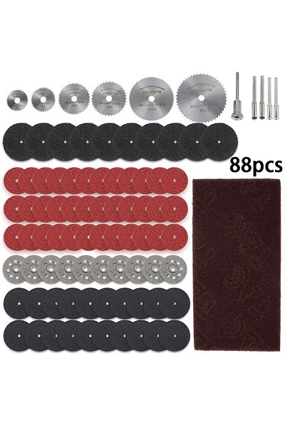 Toorise 88pcs Mini Circular Saw Blade Set Sanding Grinding Wheel Cutting Disc For Dremel Accessories Metal C