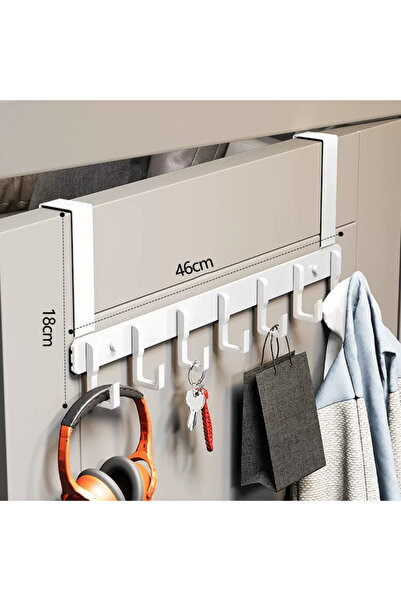 Choice White long 7 Hooks Creative Door Back Hook Hanger Clothes Wall Entranc...