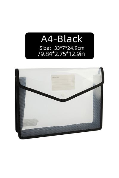 Choice Black 1pcs Waterproof File Transparent A4 Folder Press Button Plastic Data Document Bag Storage Offi