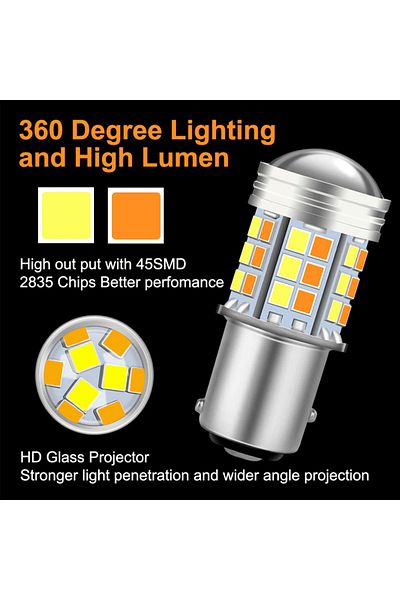 QIDEWIN 3157 T25 P27 7 واط أبيض وكهرماني 1 قطعة ثنائية اللون T20 Led 7443 W21/5 واط لمبة 1157 Bay15d 45smd Led T25 3