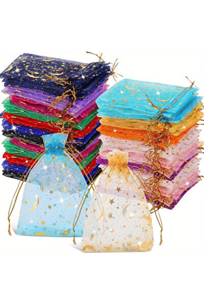 Choice3 100 قطعة من أكياس الأورجانزا متعددة الألوان، مقاس 7×9 سم (2.7×3.5 بوص...