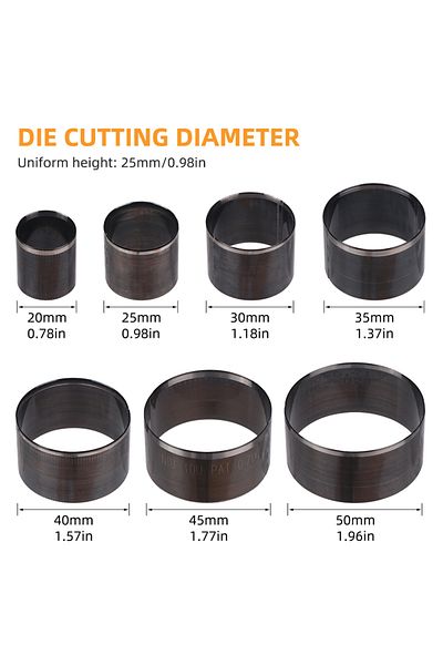 QJH 7 Pcs 7pcs Sharp Leather Cutting Die Leather Circle Stencil Cutter Mold Round Hollow Hole Punch