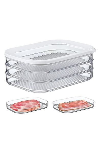 Choice White Meat Container For Fridge Bacon Lunch Meat Container For Refrigerator Meal Prep Containers Sta
