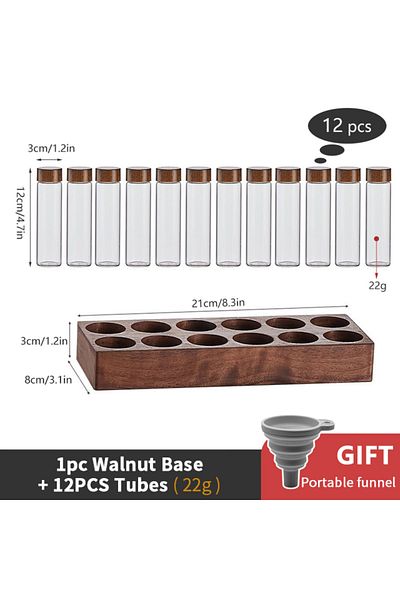 Choice Set Of 12 Holes 22g Coffee Beans Storage Container Tube Display Rack Tea Bottle Glass Single Dose Es