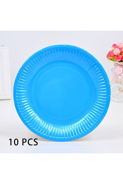 Choice Blue 10 Pcs Solid Color Disposable Paper Tray Eco-friendly Cardboard Diameter 18cm High Quality Whit