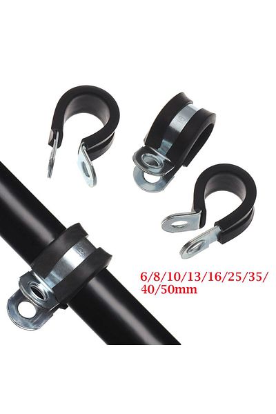 Choice 25mm 10pcs Rubber Lined P Clips Wiring Hose Clamp Pipe Cable Mounting Fix Fasteners Hardware Electri