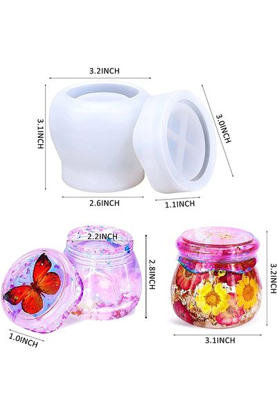 Choice Pudding Jar Mold Pudding Jar Storage Bottle Silicone Resin Mold With Lid Candle Holder Box Mould Epo