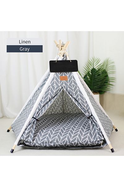 Choice M-5-corner Tent Gy - Fishbone Pet Teepee Tent For Cats And Dogs Portable Removable Washable Dog Hous