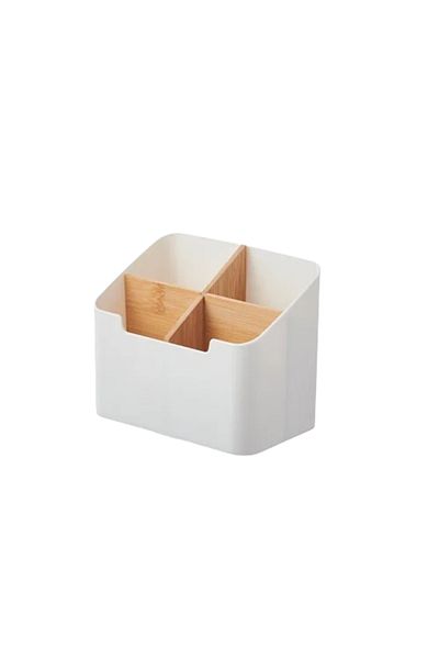 Choice White-4 Gird-1pc 1/2pcs Multifunctional Compartment Storage Box Bamboo Wooden Desktop Organizer Cosm