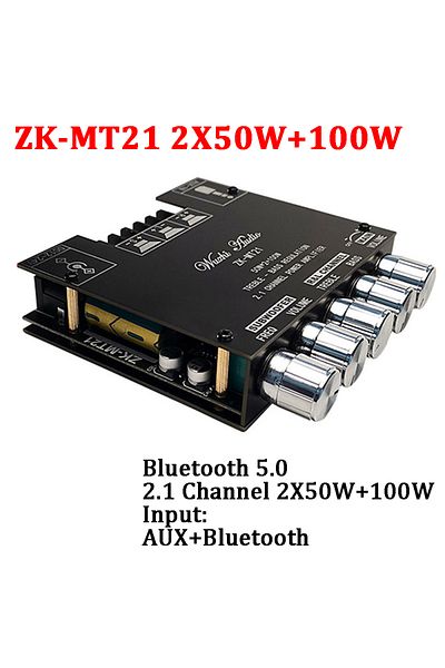 ALLOYSEED Zk-mt21 2x50w 100w Zk-ht21 2x160 220w 2.1 Channel Bluetooth Digital Power Amplifier Board Aux Audio
