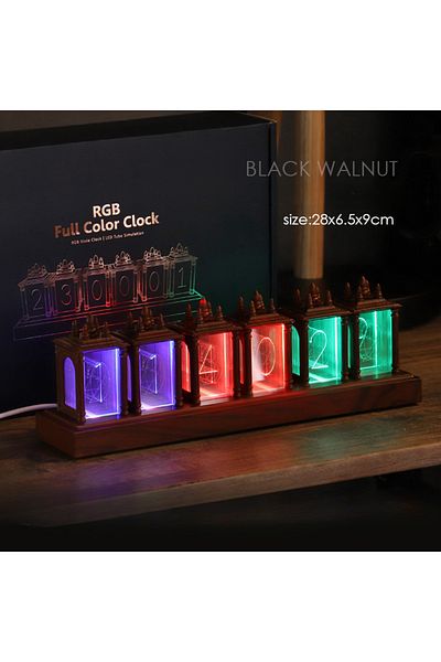 MtReal Wood Led Digital Clock Nixie Tube Clock Rgb Glow Tube Clock Walnut Wood Night Light Digital Alarm At