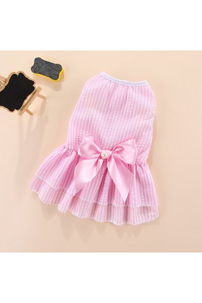Choice L Butterfly skirt pink Puppy vertical striped butterfly skirt summer Pet dog skirt princess dog wedd