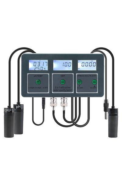 Choice Eu Plug Tuya Wifi 8 In 1 Water Quality Tester S.g/ph/ec/orp/tds/cf/salt/temp Measuring Analyzer Diy