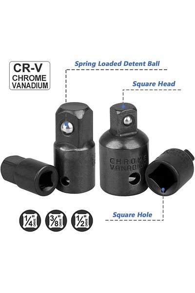 Choice 4pcs Socket Convertor Adaptor Reducer Set 1/2 To 3/8 3/8 To 1/4 3/4 To 1/2 Impact Drive Socket Ad...