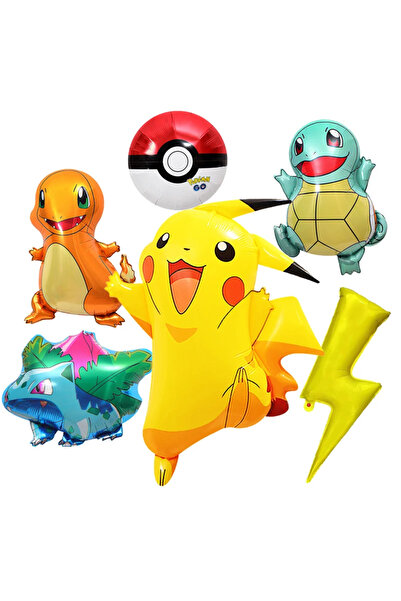 Choice 1 قطعة 6 قطع بالون بوكيمون بيكاتشو سكويرتل بولباسور بيكاتشو شخصية بشرية بالون ألومنيوم للديكور