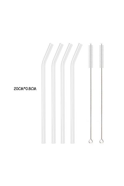 Choice 4pcs Bent 200*8mm Reusable Glass Straw Set High Borosilicate Smoothie Cocktails Straw Healthy Eco Fr