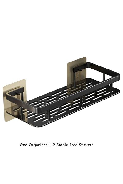 Choice رف أسود بدون ثقب من سبائك الألومنيوم معلق على الحائط مجوف للحمام ومتعد...