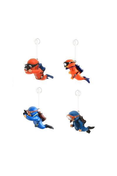 Choice 4pcs Floating Diver Aquarium Ornament - Realistic Submarine Diver Decoration For Fish Tank, Adds Fun