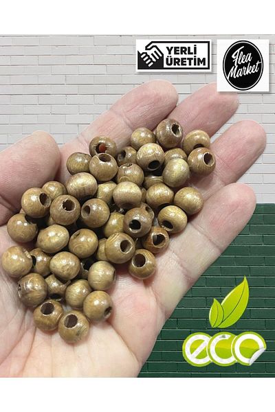 Selin 10 Mm Milky Brown Wooden Beads - 50 Grams (Average ± 110 - 150 Pieces)