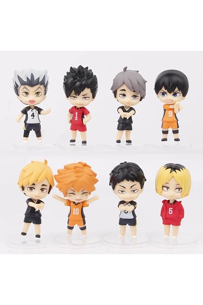 Choice 8 Pcs/Set Second Generation Haikyuu Volleyball Junior Figure Q Version 7.5cm Shoyo Hinata Sugawar...