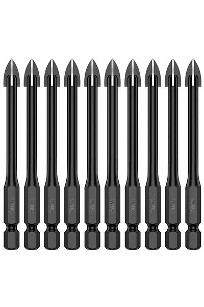 Toorise 10pcs 6mm 10pcs 6mm Cross Hex Drill Bit Set For Tile Porcelain Glass Mirror Multifunction Tile Porce