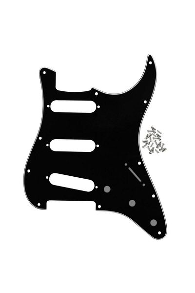 FLEOR Black 3ply 1pc St Sss Electric Guitar Pickguard Scratch Plate & Screws For 11 Holes Guitar Par
