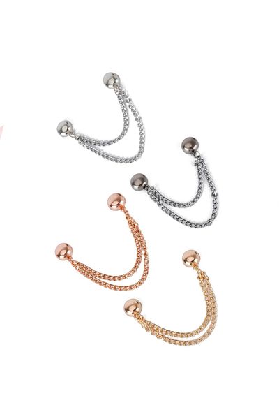 Choice 4pcs Mixed 4pcs Multi-function Magnetic Clothing Clip With Chain Metal Buttons Clip Clothes Scarf Tr