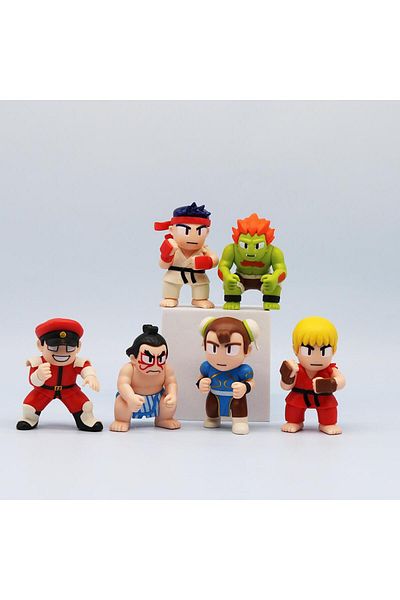 Choice 6 Pcs 6 Pcs/lot Q Ver. Street Fighter Figure 8cm Ryu Ken Vega Chun-li E. Honda Character Figura Game