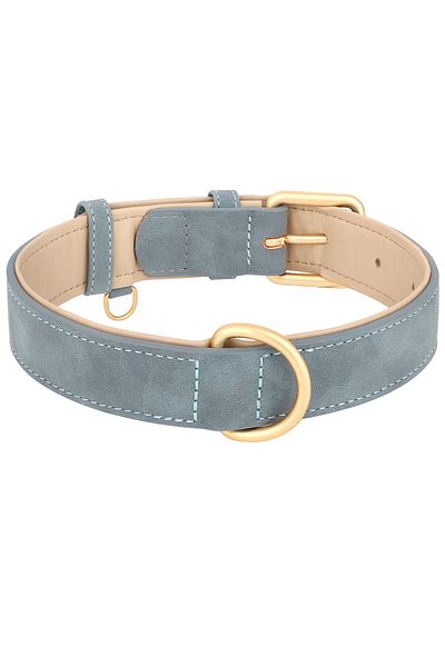 Choice M Blue Durable Dog Collar Leather Dogs Collars Soft Padded Pet Pitbull Necklace Adjustable For Small