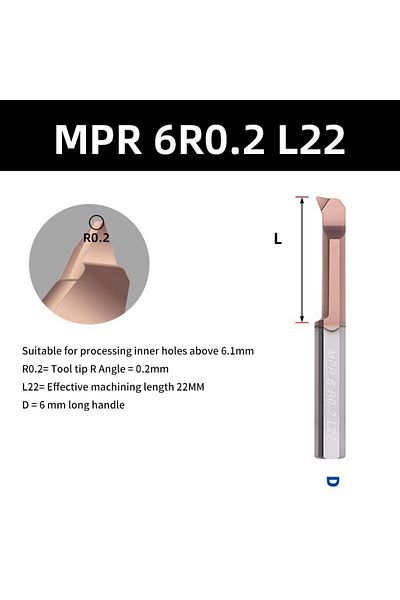kakarot Mpr 6 R0.2 L22 Mpr Boring Cutter For Boring Coated Carbide Mini Internal Lathe Turing Tool C
