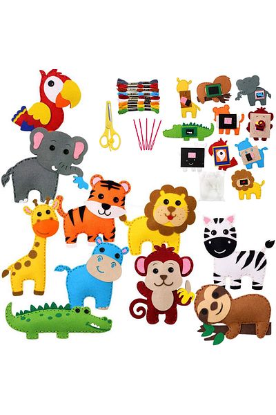 Choice 10pcs Kids Sewing Kit Woodland Animals Craft Kit Diy Sewing Felt Plush Animals For Kids Beginners Ed