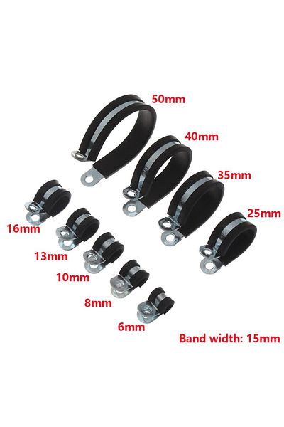 Choice 25mm 10pcs Rubber Lined P Clips Wiring Hose Clamp Pipe Cable Mounting Fix Fasteners Hardware Electri