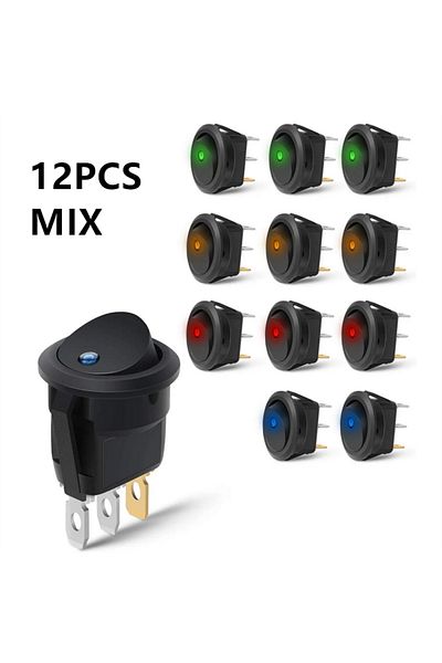 Choice 12pcs Mix Randomly 12pcs Rocker Switch Toggle 12v Spst 3 Pins 2 Position On/off Blue Led Light Illum