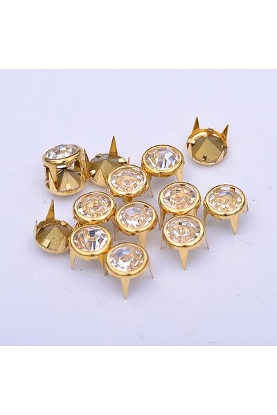 Choice JUNAO 50Pcs 10mm Gold Rhinestone Rivet Metal Studs Spikes Decoration Rivet For Leather Clothes Sh...