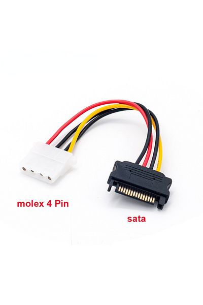 congdi كابل طاقة 20 سم برتقالي 4 سنون من Molex Ide إلى كابل طاقة Sata 15 سنًا من ذكر إلى أنثى، سلك تمديد Sata للقرص الصلب