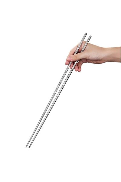 Choice Silver Cooking Chopsticks Stainless Steel Extra Long Cooking Chopsticks For Frying Food Noodles Sush